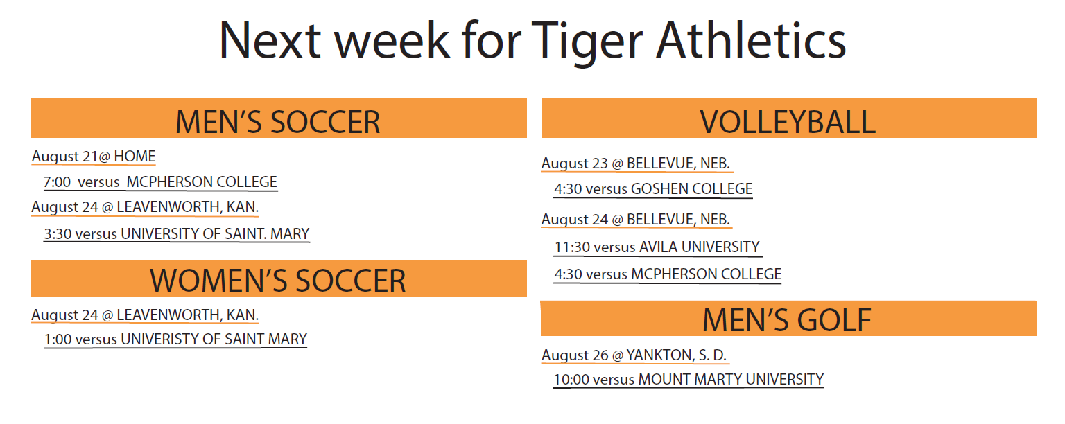 Next week for Tiger athletics